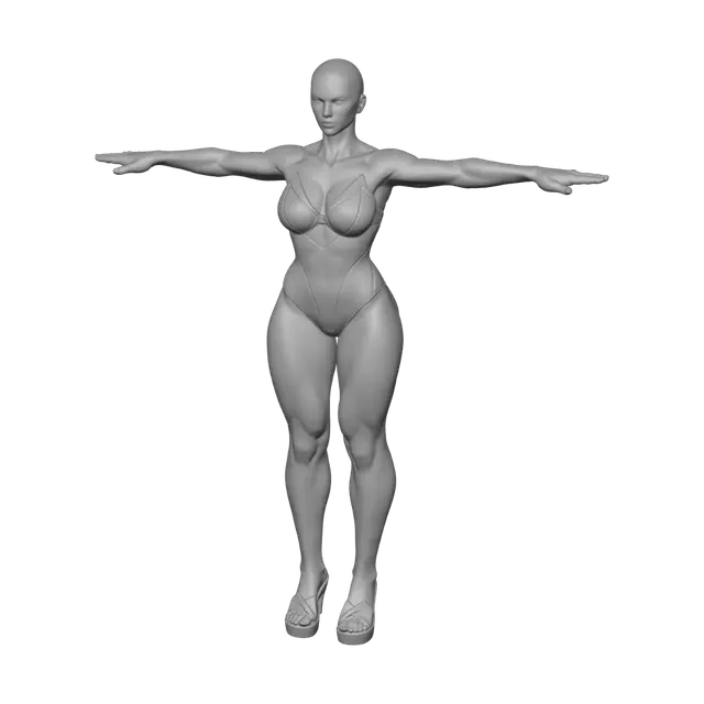 3D model for T-pose the upperbody. A-pose the lower body. Give character buzzcut/short hairstyle. Remove jewelry and earrings.