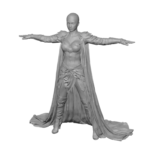 3D model for T-pose the upperbody. A-pose the lower body. Give character buzzcut/short hairstyle. Remove jewelry and earrings.
