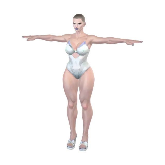 3D model for T-pose the upperbody. A-pose the lower body. Give character buzzcut/short hairstyle. Remove jewelry and earrings.