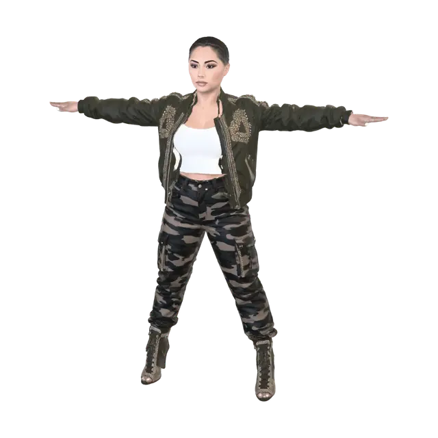 Modello 3D T-pose the upperbody. A-pose the lower body. Give character buzzcut/short hairstyle.…, generato dall’IA