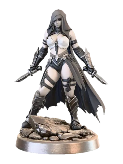 Shadow Duelist - Characterplayer 3D model, vytvořený pomocí AI