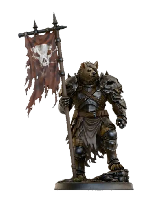 Gnoll Commander - Characterplayer 3D model, vytvořený pomocí AI