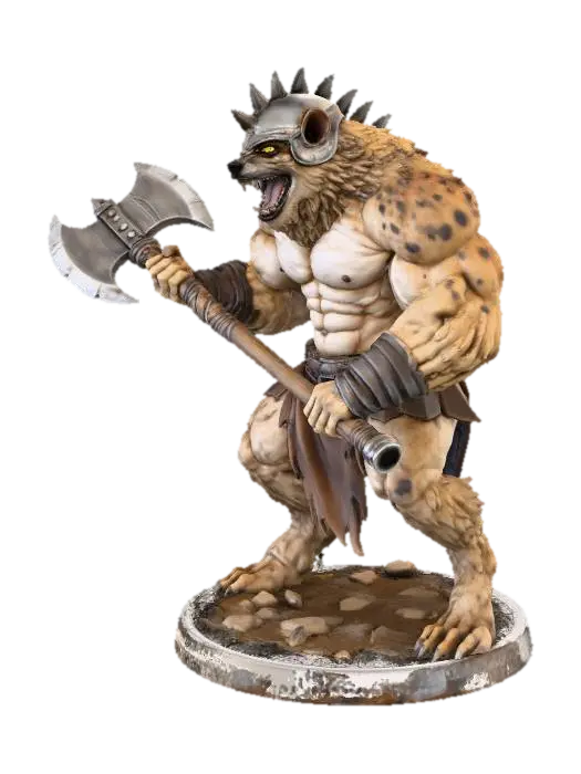 Hyena Warrior - Characterplayer 3D model, vytvořený pomocí AI