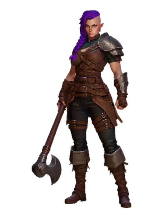 Violet Vindicator - Femalefighter 3D model, vytvořený pomocí AI