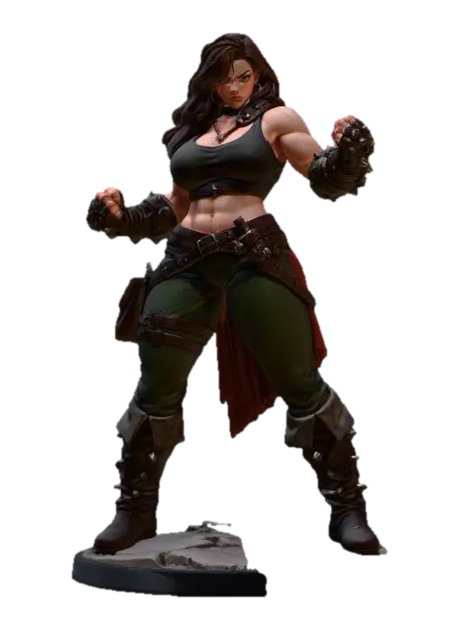 Iron Vixen of the Wasteland - Femalefighter 3D model, vytvořený pomocí AI
