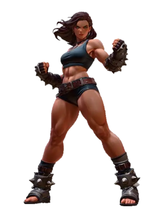 Spiked Fury - Femalefighter 3D model, vytvořený pomocí AI