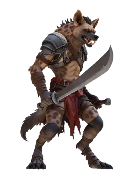 Hyena Gnoll Blade Master - Hound 3D model, vytvořený pomocí AI