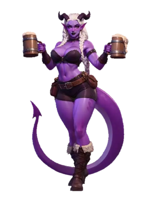 Tiefling Bar Maid - Barmaid 3D model, vytvořený pomocí AI