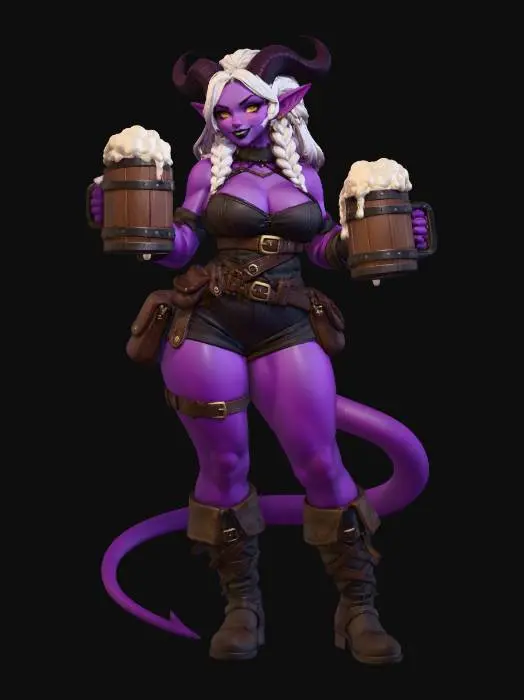 3D model for Tiefling Bar Maid Thick