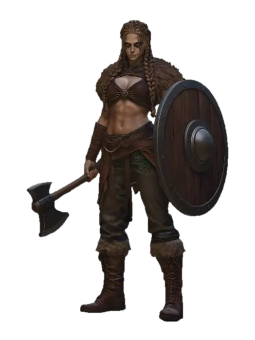 Shieldmaiden of the North - Femalefighter 3D model, vytvořený pomocí AI