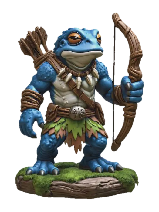 Grung Archer Blue Cast - Mob 3D model, vytvořený pomocí AI