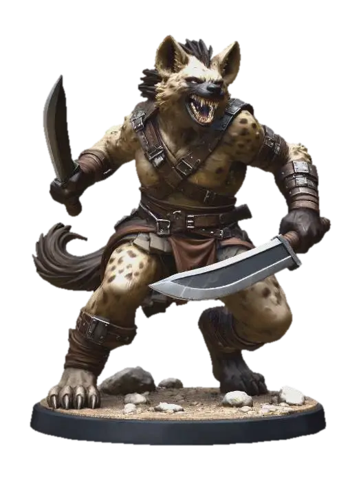 Gnoll Sword Master 3D model, vytvořený pomocí AI