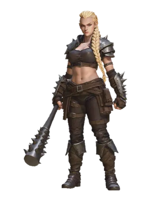 War Club Viking Warrior Woman - Dndmini 3D model, vytvořený pomocí AI