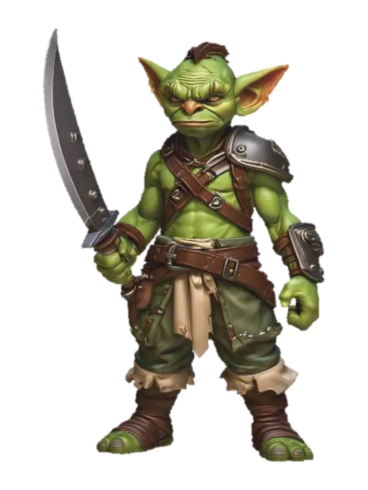 Goblin with Scimitar - Mob 3D model, vytvořený pomocí AI