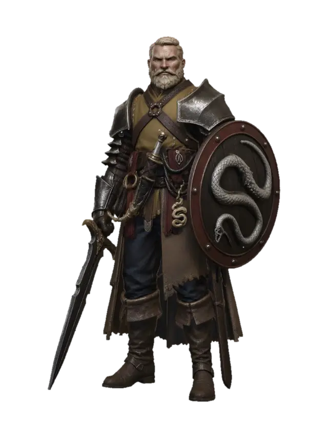Serpentshield Knight - Mercenary 3D model, vytvořený pomocí AI