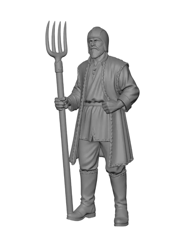 3D model for Medieval Farmhand with Pitchfork
