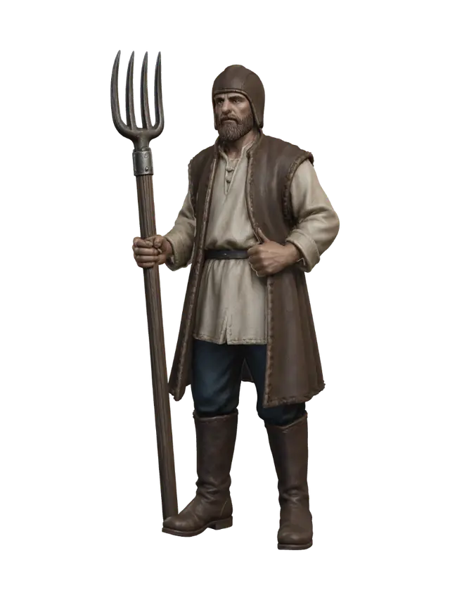 3D model for Medieval Farmhand with Pitchfork