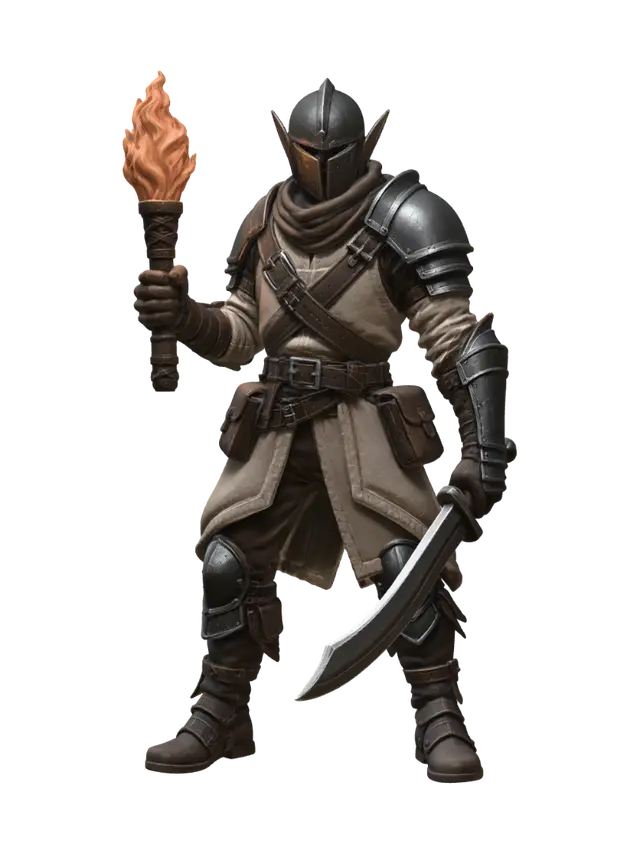 Modello 3D Emberbound Knight, generato dall’IA