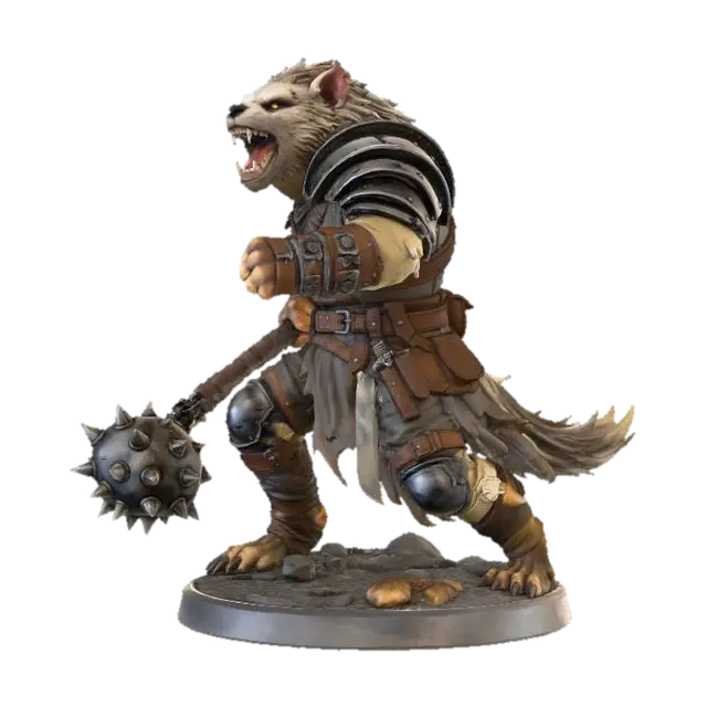 Gnoll Warrior with Mace - Characterplayer 3D model, vytvořený pomocí AI