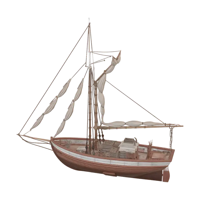 3D model for Cargo Schooner with Furled Sails