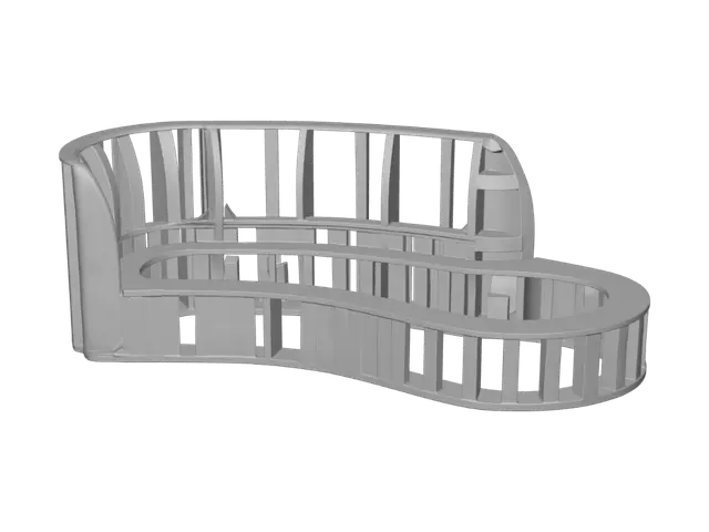 3D model for Curved Wooden Staircase Frame
