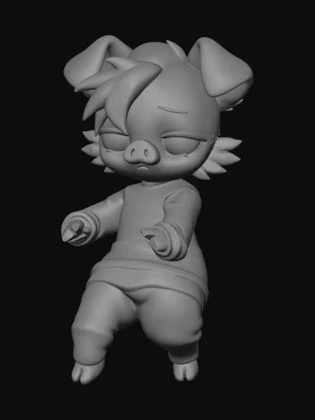 3D model for Chibi Pig in a Sweater