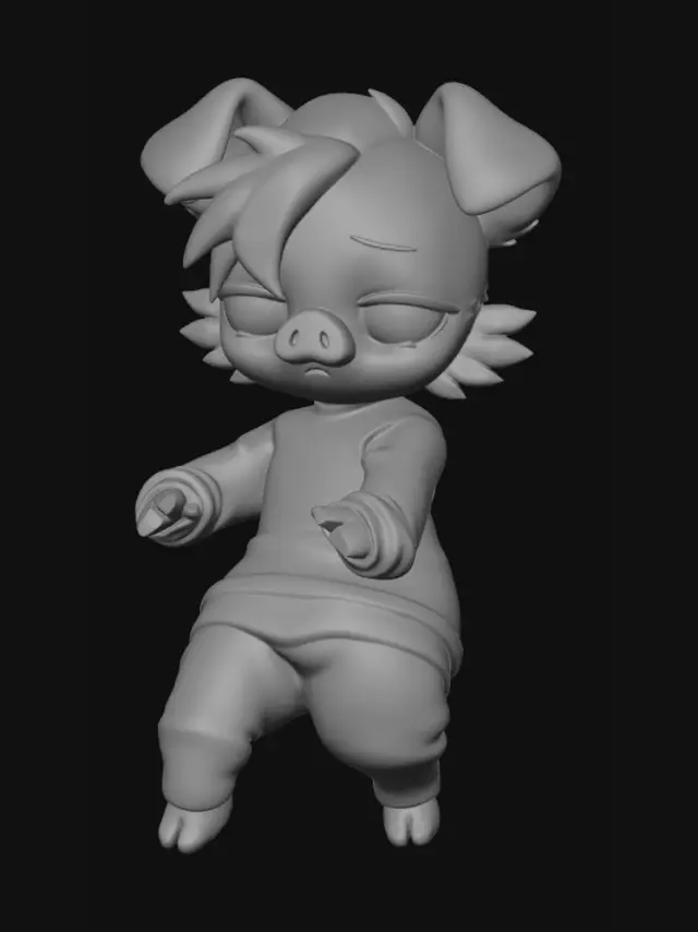 3D model for Chibi Pig in a Sweater