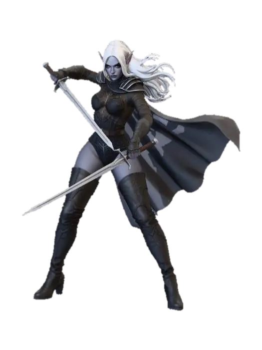 Shadowblade Vigilante 3D model, vytvořený pomocí AI