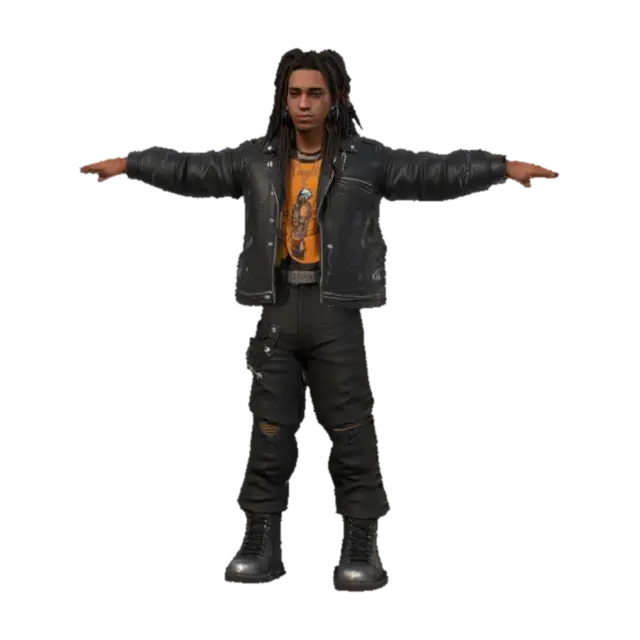 A game-ready 3D avatar of a 24-year-old male musician, urban street style, wearing a… - Men 3D model, vytvořený pomocí AI