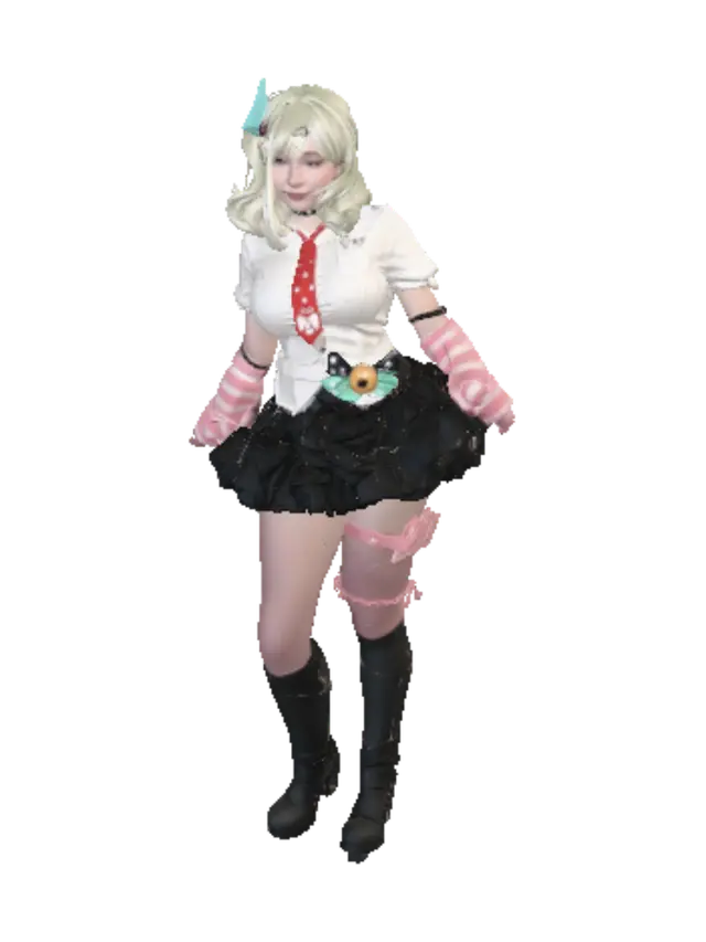 Pastel School Idol - Cuteface 3D model, vytvořený pomocí AI