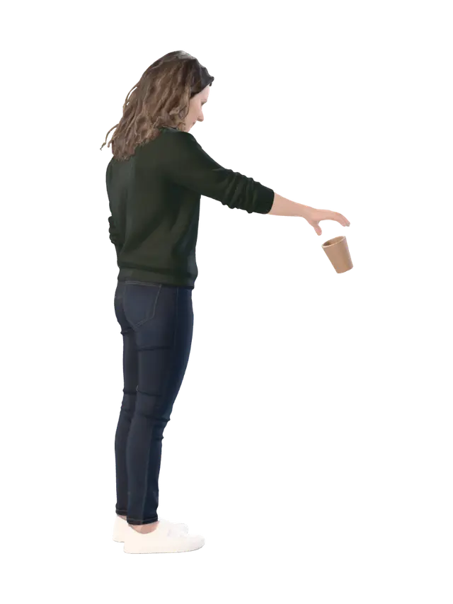 RecyclingLady01 - Splash 3D model, vytvořený pomocí AI