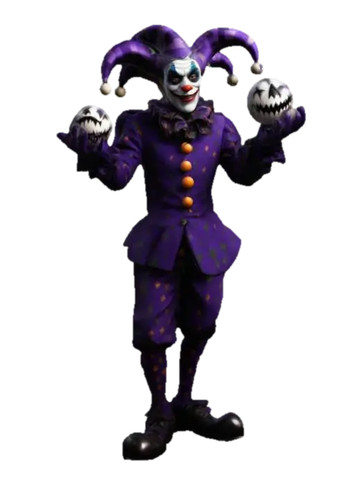 3D model for a jester, fantasy character, his name is April Fools, stylized, quite the joker but also an entertainer,