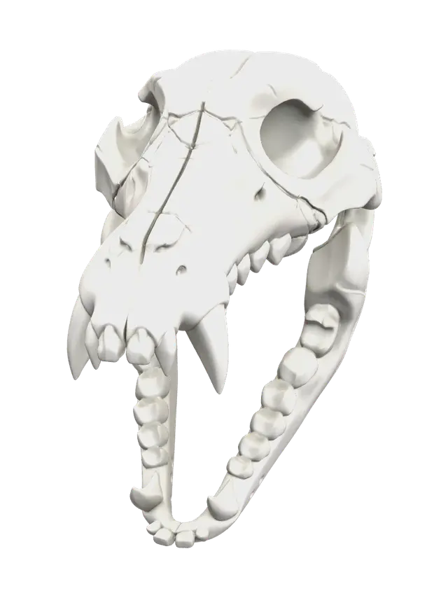 Low-Poly Wolf Skull - Wolfskull 3D model, vytvořený pomocí AI