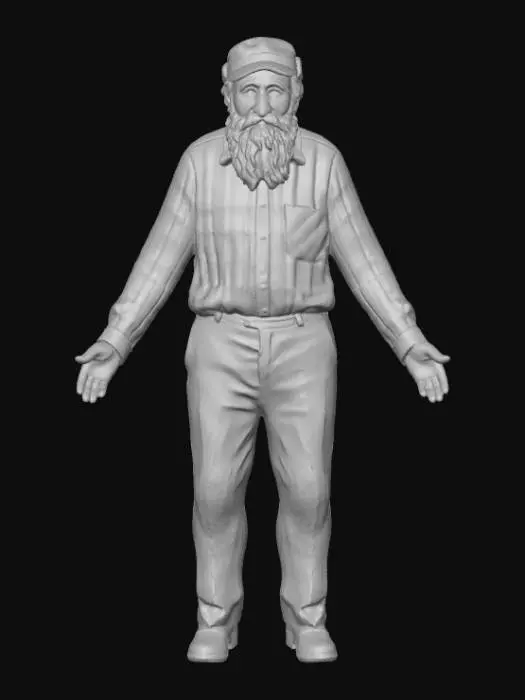 3D model for Русский дедушка лет 80 с бородой и тростью. Летом.
