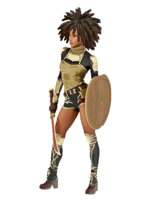 Victoria Hilless is an 18 year old female human cleric. standing in an action… - Miniatures 3D model, vytvořený pomocí AI