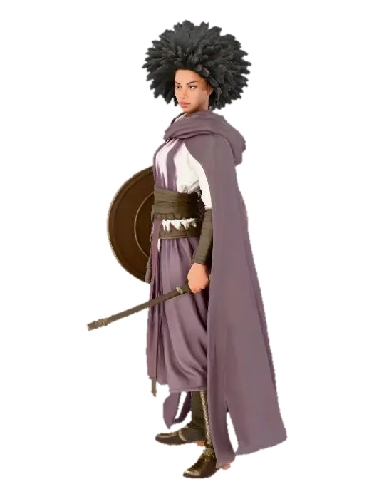 Victoria Hilless is an 18 year old female human cleric. standing in an action… - Miniatures 3D model, vytvořený pomocí AI
