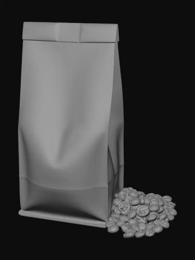 3D model for Black Coffee Bag with Beans