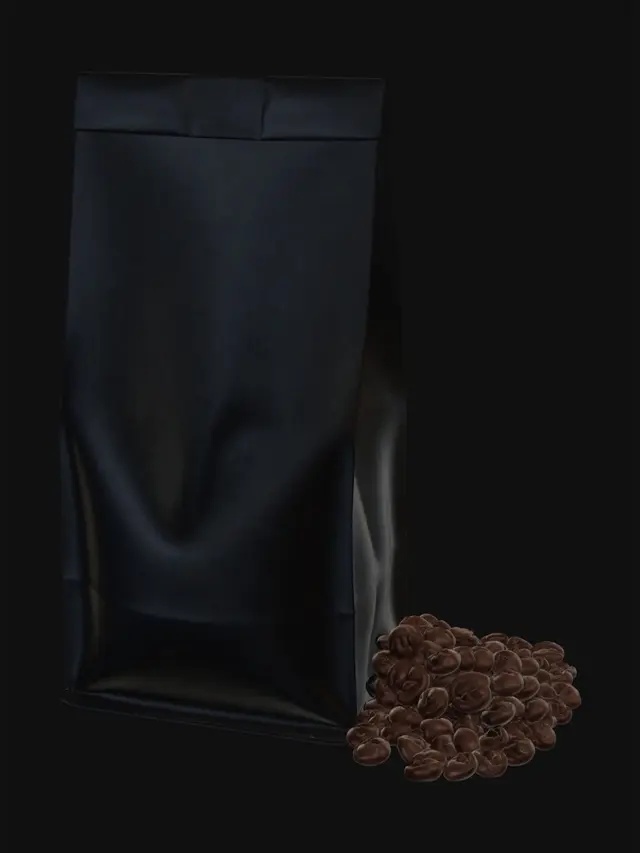 3D model for Black Coffee Bag with Beans