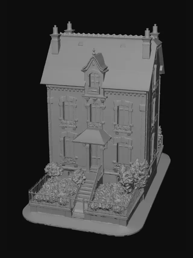3D model for Stone Townhouse with Iron Balconies