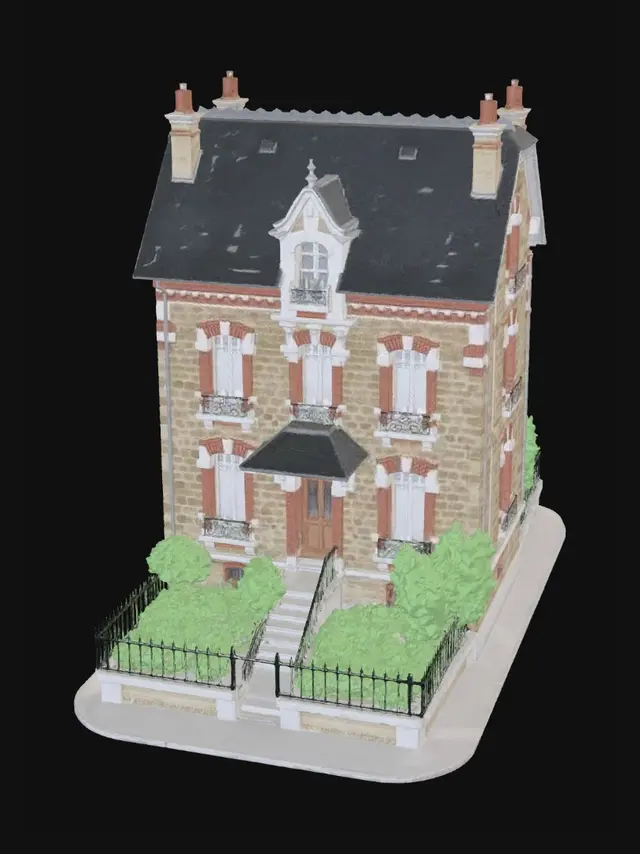 3D model for Stone Townhouse with Iron Balconies