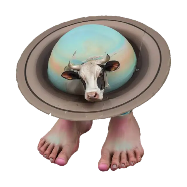 La Vaca Saturno Saturnita - Brainrot 3D model, vytvořený pomocí AI
