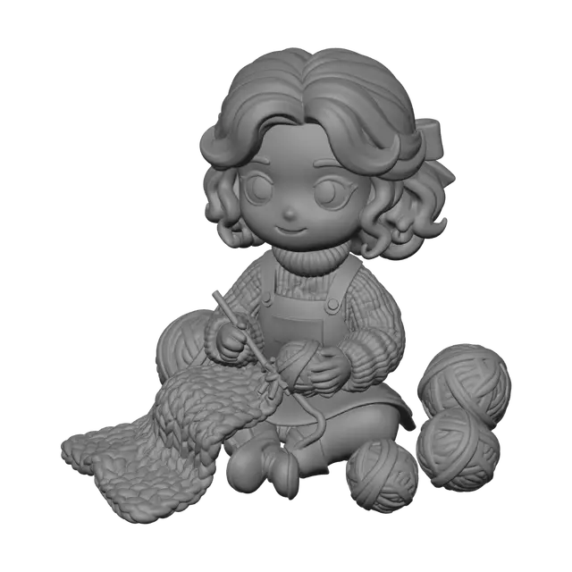 3D model for desejo criar artesã fofinha fazendo crochê