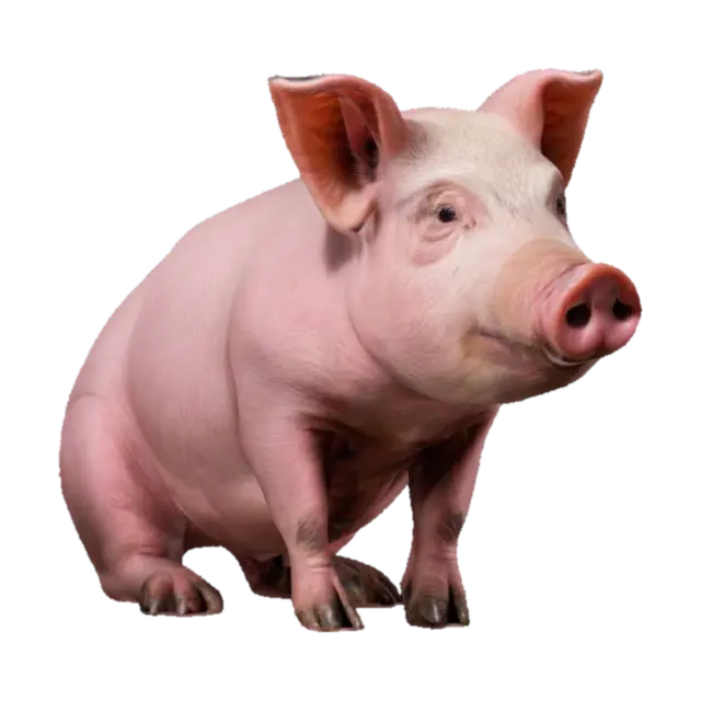 Adult Pig, Pink, Realism, Sitting 3D model, vytvořený pomocí AI