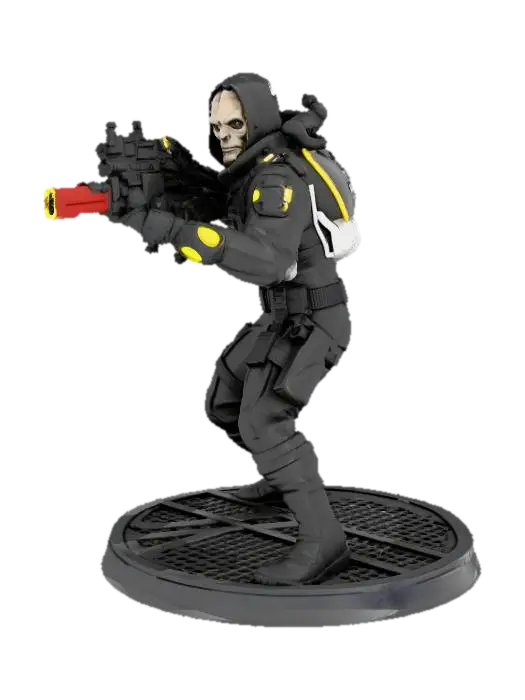 with base plate, smooth ,high resolution, fight pose - Baseplate 3D model, vytvořený pomocí AI
