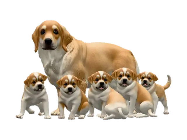 Vygeneruj,stempnkovou,psí rudinku i se štěnaty - Mutt 3D model, vytvořený pomocí AI