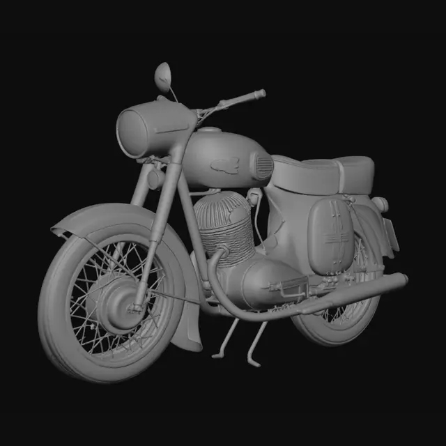 3D model for Vintage motorcycle on a cobblestone street