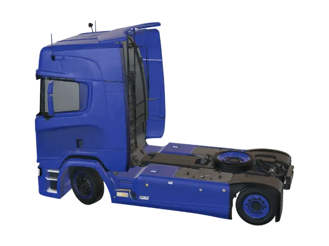 3D model for Blue Scania Truck in an Open Field