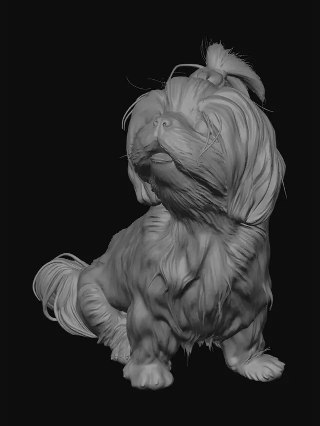 3D model for Blue Bow Shih Tzu Portrait
