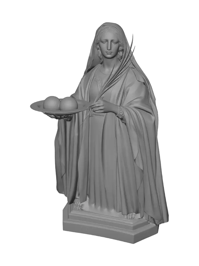 3D model for Woman with Fruit Plate and Erupting Landscape