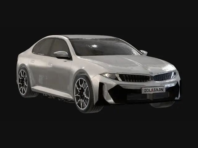3D model for Silver BMW on an urban rooftop
